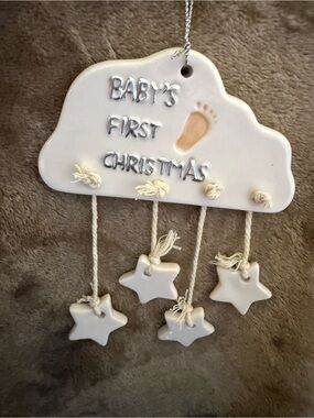 Baby's First Christmas Hanging Ornament - Cream/Beige NWT
